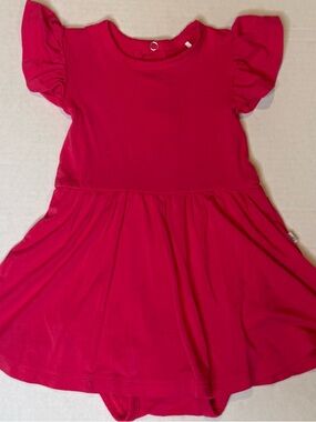 Bubble Baby Bamboo Twirl Dress Bodysuit 12-18M Hot Pink Like New